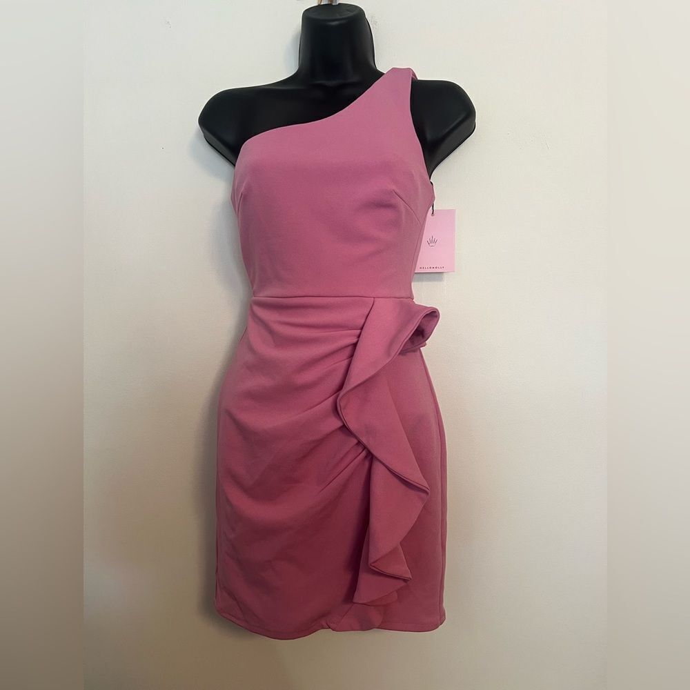 Hello Molly One-Shoulder Pink Dress